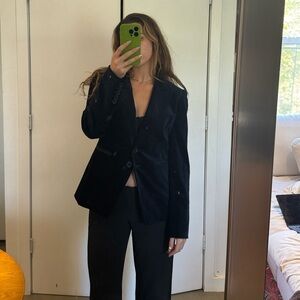 PAIGE Chelsee Deep Navy Velvet Blazer